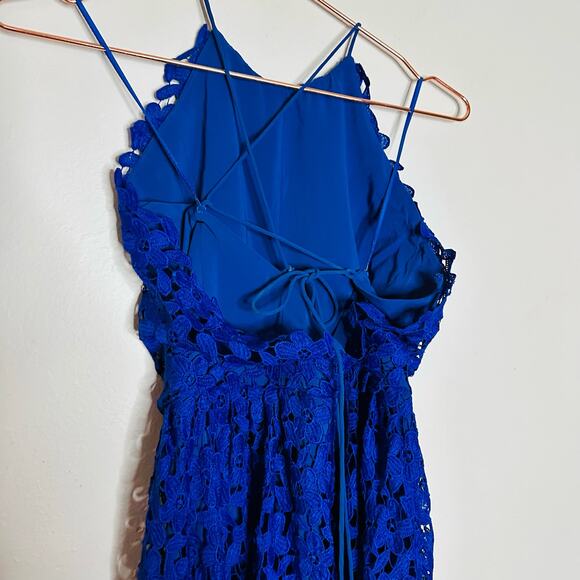 SLATE & WILLOW Cobalt Blue Lace Sleeveless Partially Lined Midi Dress Size 4 - Picture 10 of 12